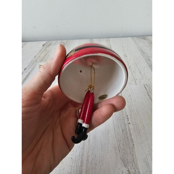 Jointed porcelain Santa Bell ornament Xmas tree set bigger jolly - Picture 8 of 11